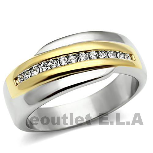 SWAROVSKI CRYSTALS CHANNEL STAINLESS STEEL RING-5 sizes